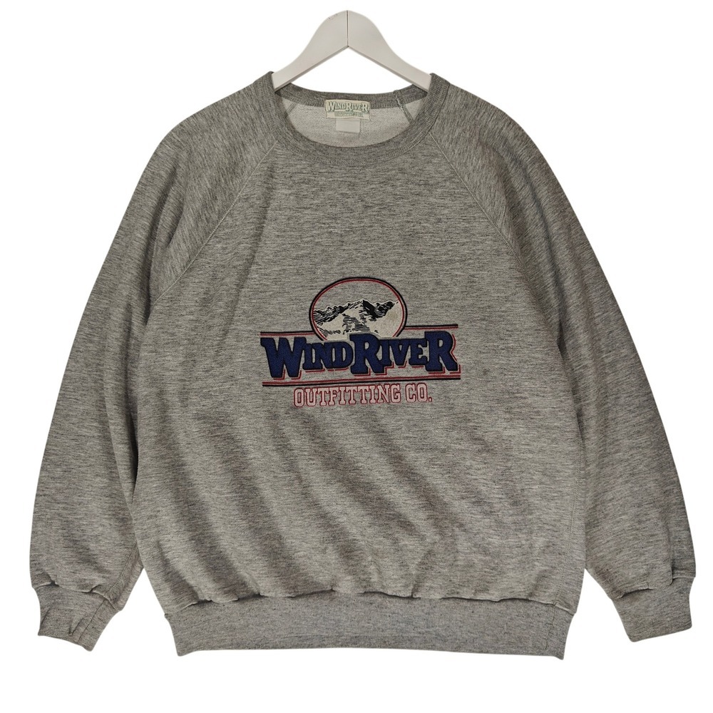WindRiver Outfitting Co Mens Heather Gray Graphic Crewneck Sweatshirt XL Raglan